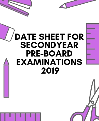 Date Sheet for Second Year Pre-Board Exams 2019