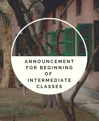 Announcement for Beginning of Intermediate Classes