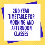2nd Year Timetable for Morning and Afternoon Classes 2025-26