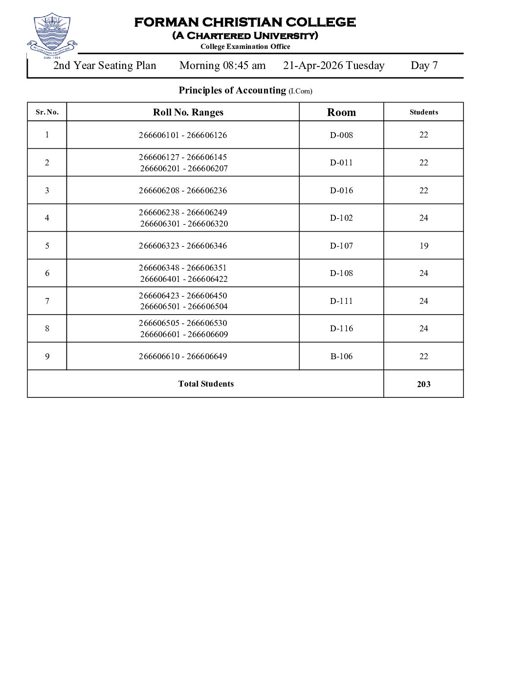 7. II Year Seating Plan 21-April 26