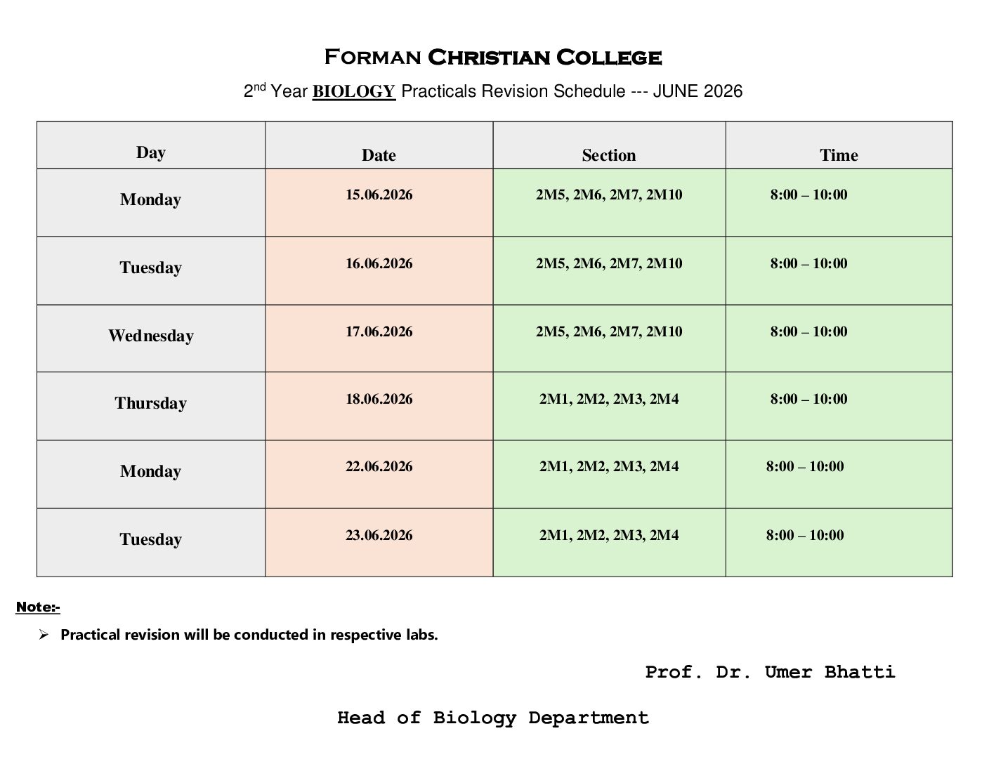 BIOLOGY Practical Revision JUNE 2026
