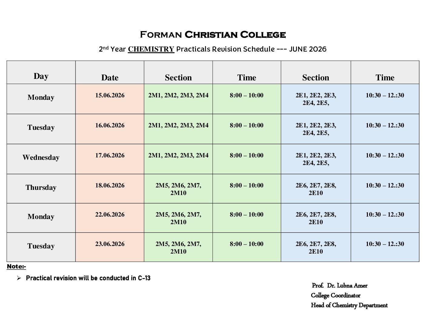 CHEMISTRY Practical Revision JUNE 2026